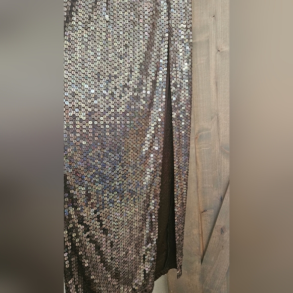 NITELINE Vintage Della Roufogali Bronze Sequinhalter longevening gown.Size4 NWT - Picture 8 of 16